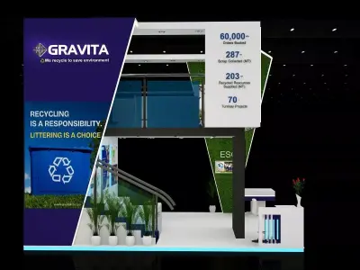 6mtr x 6mtr expo stall 3side open Exhibition Stand Free low-poly 3D model