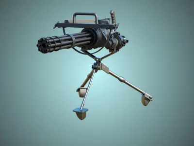  M134 Minigun PBR Unity UE Arnold V-Ray Textures Included Low-poly 3D model