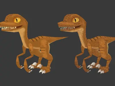 Low Poly Raptor Animated Low-poly 3D model
