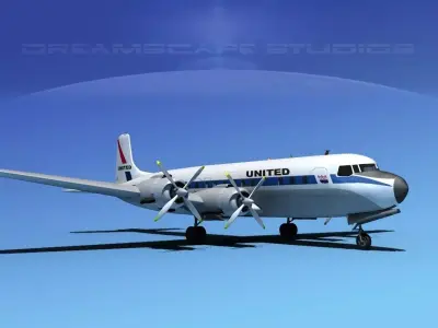 Douglas DC-7C United Airlines 3D model