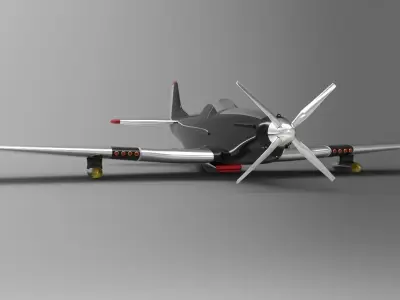 MustangP51 fighter plane Low-poly 3D model