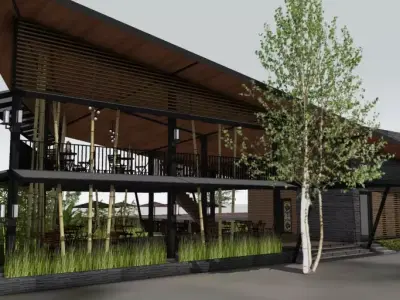 3D model sketchup of luxury coffee shop  and contemporary design 3D model