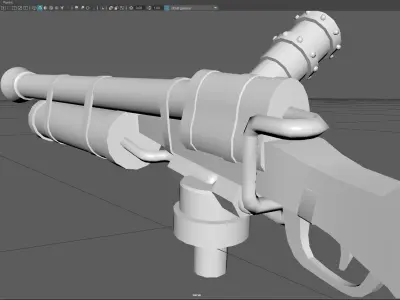 Low Poly Antique Gun Stylized Vintage Firearm 3D Model Low-poly 3D model