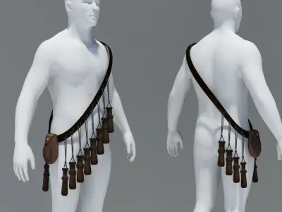 Historic 16th century bandolier Low-poly 3D model