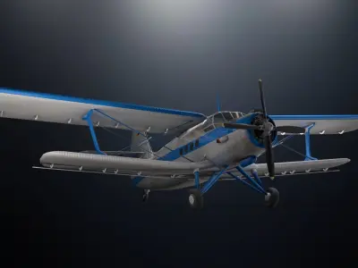 Antonov 2 luftwaffe biplane Low-poly 3D model
