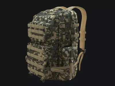 Military Backpack Tactical Camouflage PBR 3D model