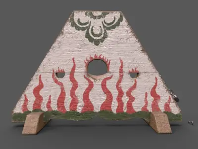 Medieval kneeing pillory with lock Low-poly 3D model