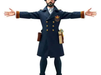 Navy Captain Uniform model pack Low-poly 3D model