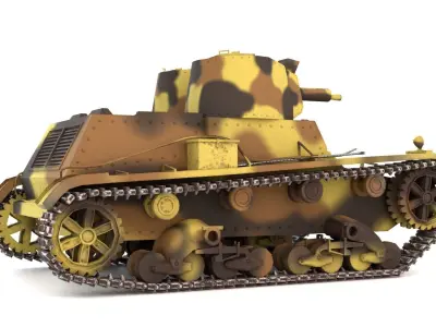 English Vickers 7TP tank PBR Game Ready VR AR low-poly 3d model Low-poly 3D model