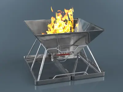 Compact Foldable Fire Pit with Fire 3D model