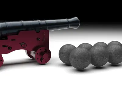 Cannon With Cannonball 3D model