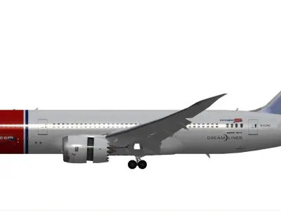 Boeing 787-800 Norwegian airlines Henrik Ibsen Low-poly 3D model