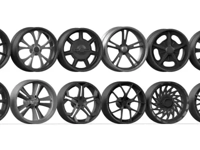 12 American Car Wheels and Rims Printable 3D model