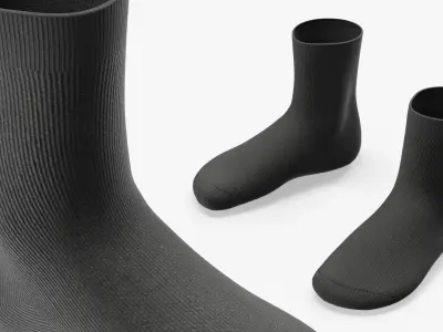 Mens Socks Pair Black 3D model