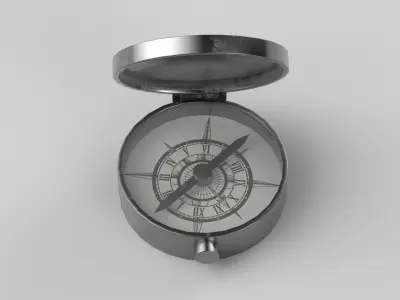 stylized compass Low-poly 3D model