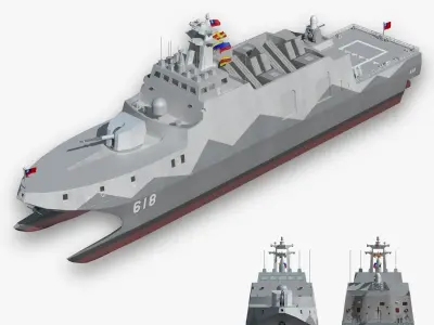 Taiwan China Tuojiang class patrol ship missile boat 618 3D model