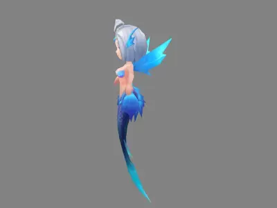 Cartoon mermaid girl Low-poly 3D model