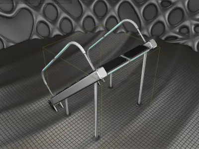 Sci-Fi Stairs - 20 - Silver Blue Neon Light Version Low-poly 3D model