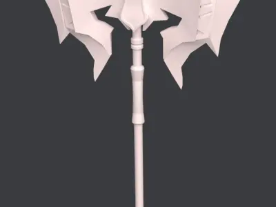 Double-Headed War Axe with Flames Low-poly 3D model
