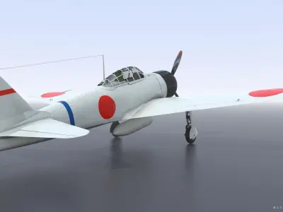A6M2 Type0 Model11 Serial 3-112 - Not rigged Low-poly 3D model