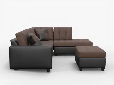 Mallory Tufted Upholstered Sectional Free 3D model
