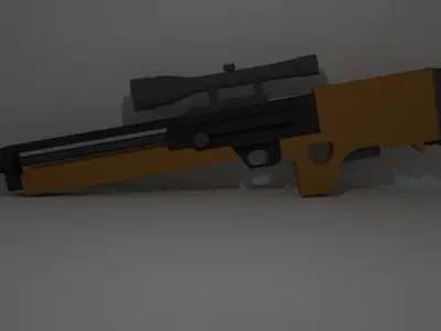 WA2000 game ready rifle with scope Low-poly 3D model