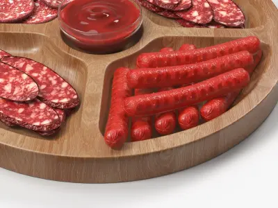 Snack Serving Tray Meat 3D model