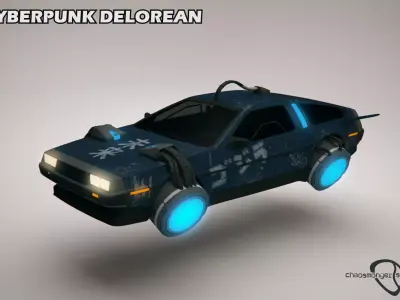 Cyberpunk Flying Car DeLorean Free 3D model