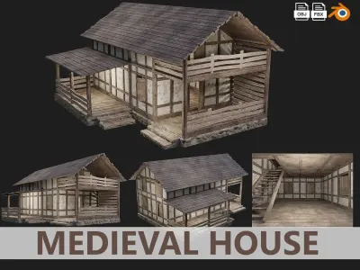 Medieval Old House 4K GameReady Pack 01 to 04 Low-poly 3D model