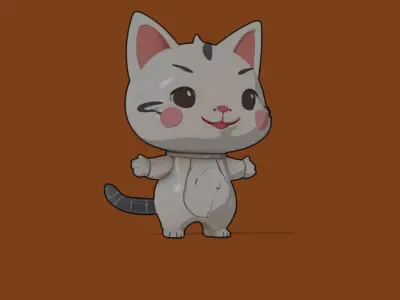 Cute cartoon cat Free low-poly 3D model