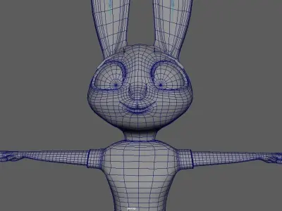 Cartoon Rabbit Rigged Base Mesh 3D Model Low-poly Low-poly 3D model