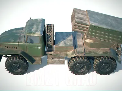 BM-21 Grad Aged PBR Low-poly 3D model