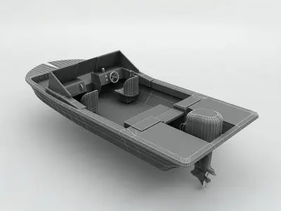 Fishing Motor Boat Dinghy 1 Low-poly 3D model