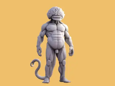 human mutant with a big brain 3D print model