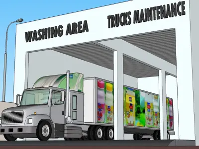 Truck Maintenance and Office Complex A79 3D model