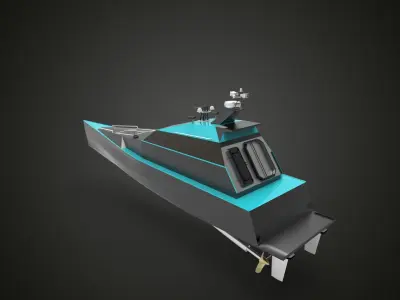thunder child boat blue 3D model
