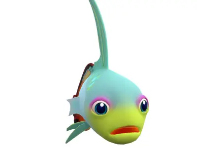 Fire Goby Fish Cartoon Animated Low-poly 3D model