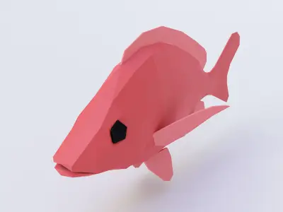 Humpback red snapper fish 3d model  Low-poly 3D model