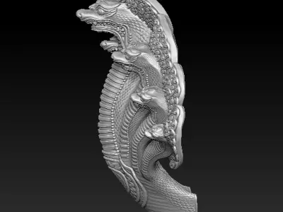 Angkor Naga snake statue Dragon Cambodia Naga 3D print model 3D print model
