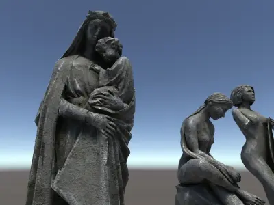 PBR Female Statues Low-poly 3D model