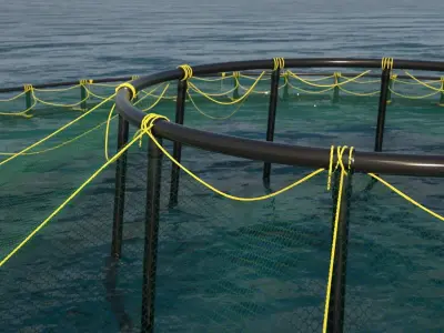 Fish Farm Net Ocean Sustainable Octane 3D model