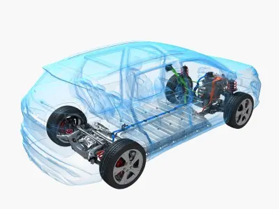 Electric SUV Chassis X-Ray 3D model