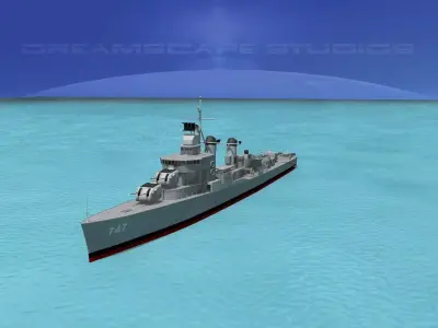 Sumner Class Destroyer DD747 USS Samuel Moore 3D model