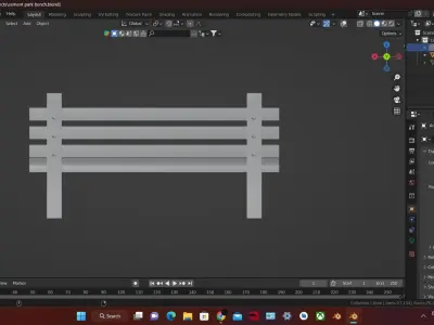 Cement park bench 3D model