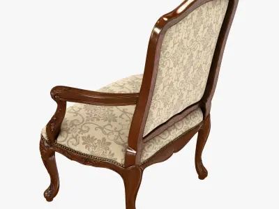 18th Century Louis XV Walnut Armchair 3D model