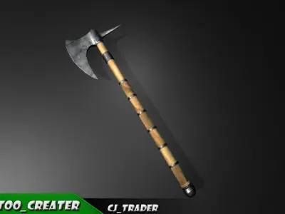 Modern War Axe Lowpoly 3d model Low-poly 3D model