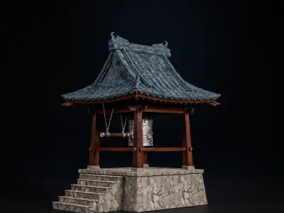 JAPANESE BELL Bonsho tsurigane Low-poly 3D model