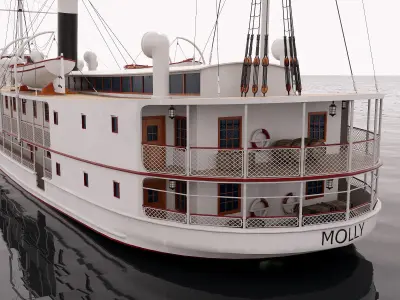 VINTAGE PASSENGER STEAMSHIP Low-poly 3D model