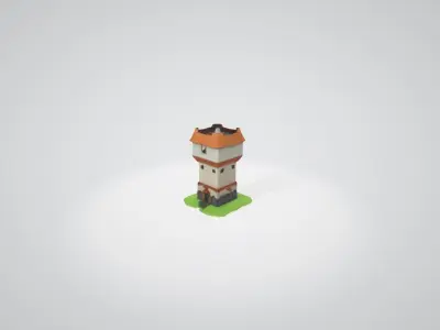 SCULPTED CUTE MEDIEVAL CASTLE TOWER 3D model