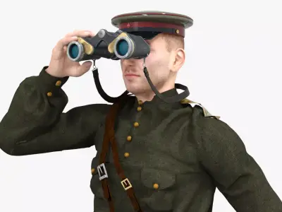 Red Army Officer Soviet ww2 Low-poly 3D model